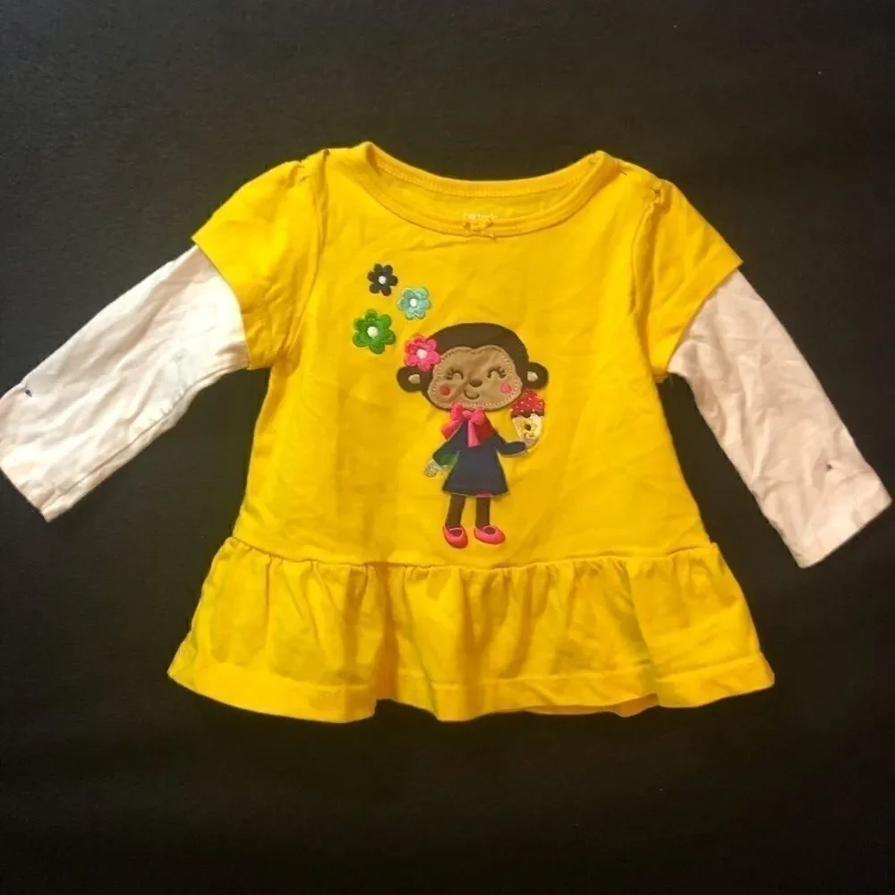 Carter’s Super Cute Infant Girls L/S Top Sz 12🌸